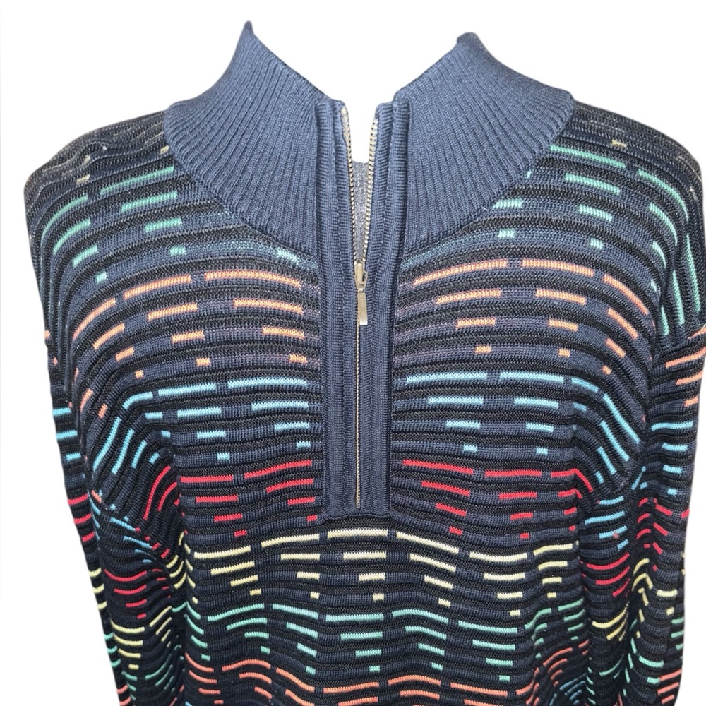 Vintage St. Croix Sweater Mens L Colorful 1/4 Zip Fashion Fit USA - Picture 2 of 7